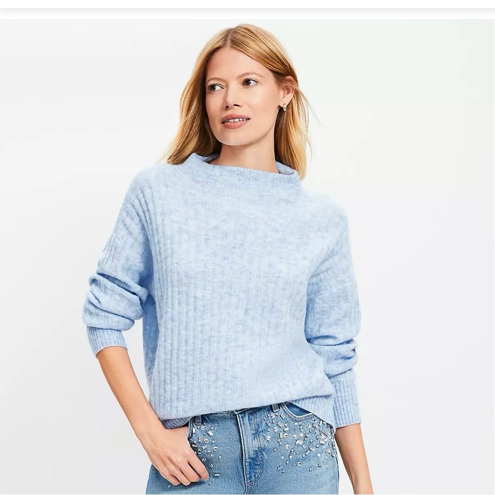 LOFT Ribbed Funnel Neck Sweater